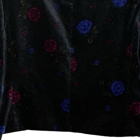 Galleria Sport Velvet Cropped Floral Blazer Jacket 100% Cotton Sz 10 Black - Picture 8 of 11